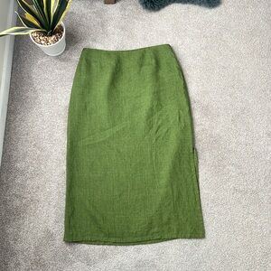 Eileen Fisher Linen Maxi Skirt in green size large